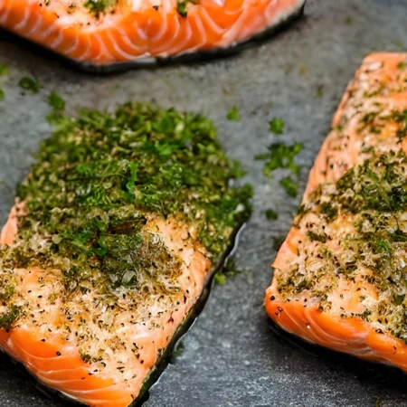 Lachsfilet mit Kräuterkruste im Airfryer