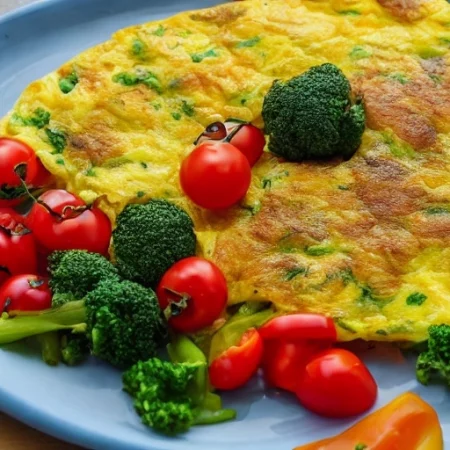 Gebackenes Omelett mit frischem Gemüse im Airfryer